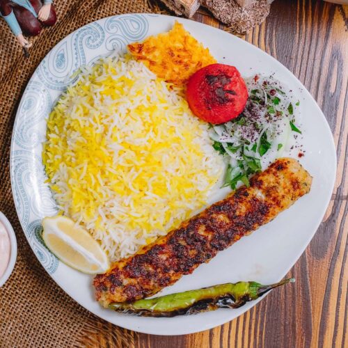 Rice with Chicken Seekh Kebab